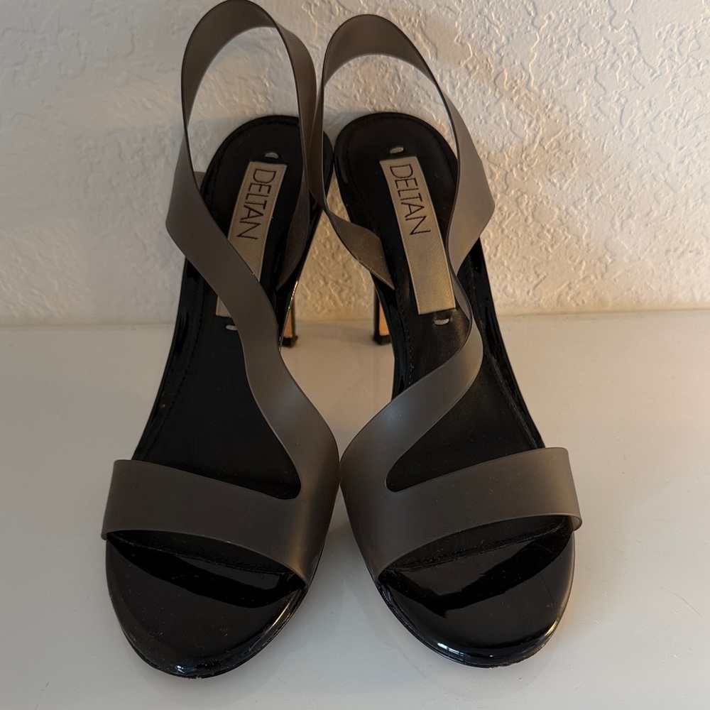 DELTAN Taupe Slingback Heeled Sandals